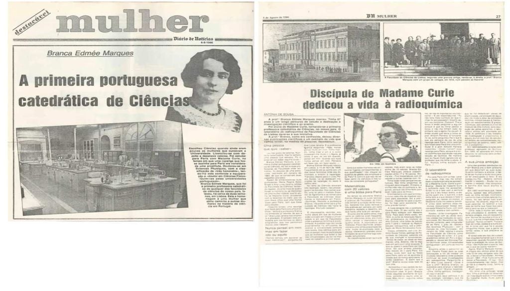 Branca Edmée Marques foi uma cientista, professora e investigadora no campo da radioquímica, tendo sido discípula de Madame Curie. Fonte: ephemerajpp