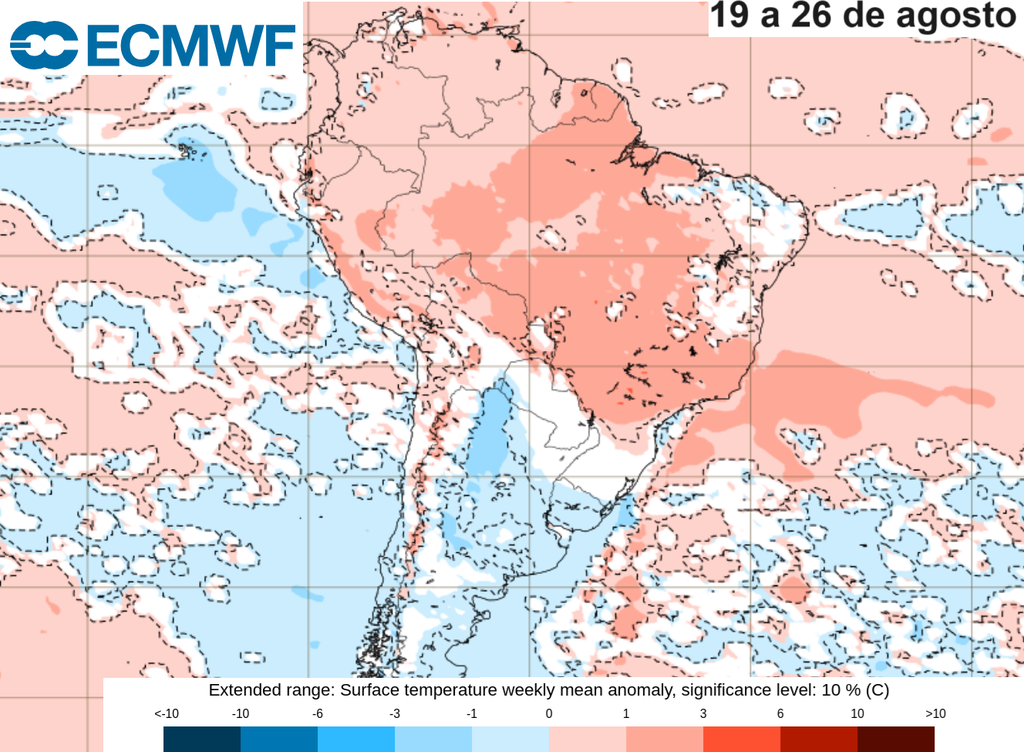 Temperature anomalies in South America