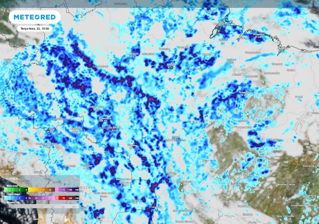Previsão de nebulosidade e chuva nesta terça-feira de tarde.