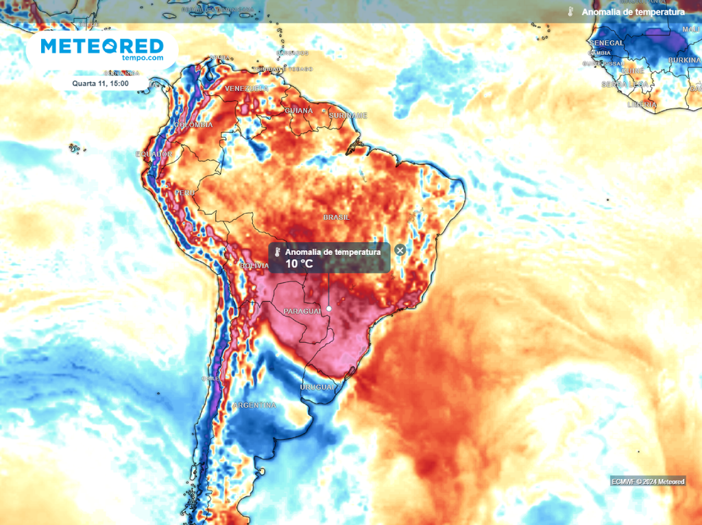 previsão, ecmwf, anomalia de temperatura