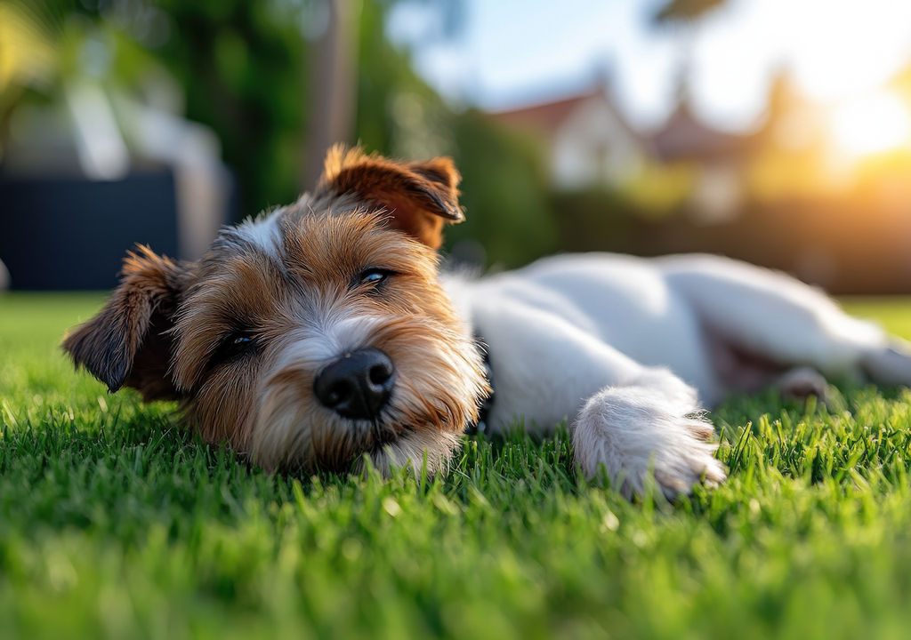 Ausruhen, Rasen, Hundemomente Ausruhen, Rasen, Hundemomente