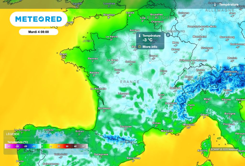 Températures souvent négatives ce mardi matin. Températures souvent négatives ce mardi matin.