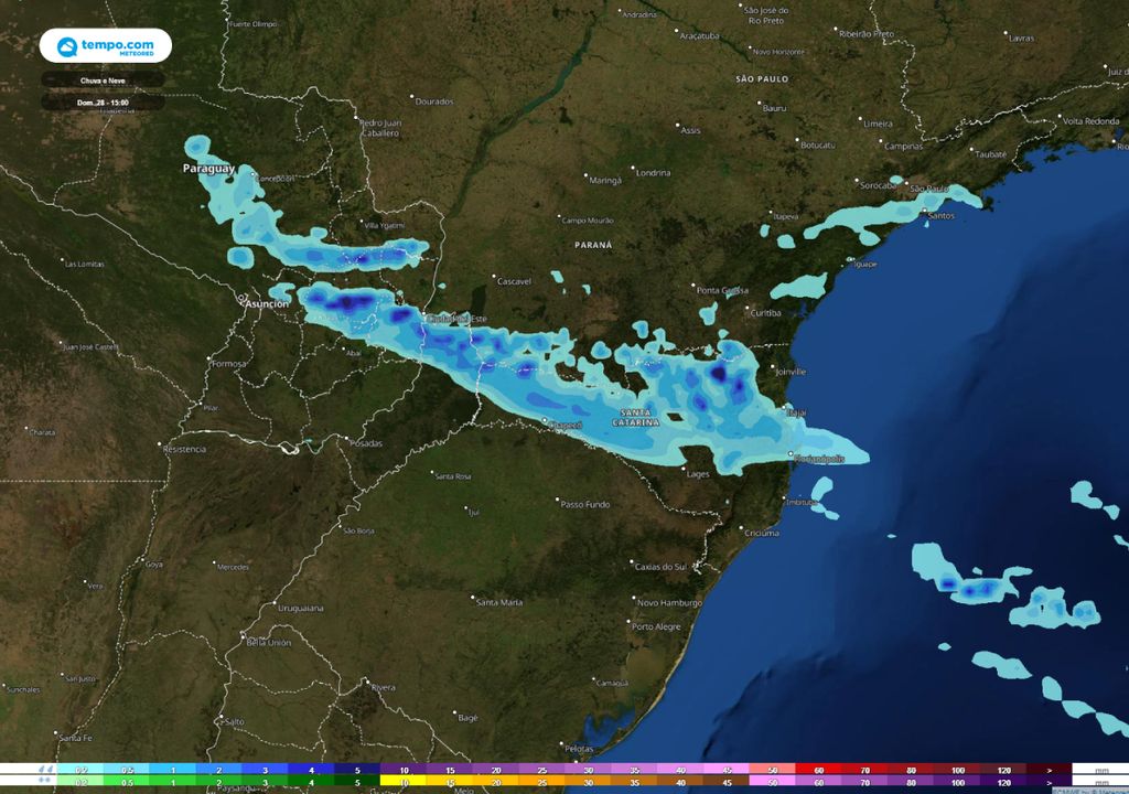 alerta frente fria temporais Santa Catarina