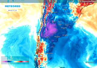 Brusco descenso de temperatura en Argentina en las próximas horas y posterior ciclogénesis