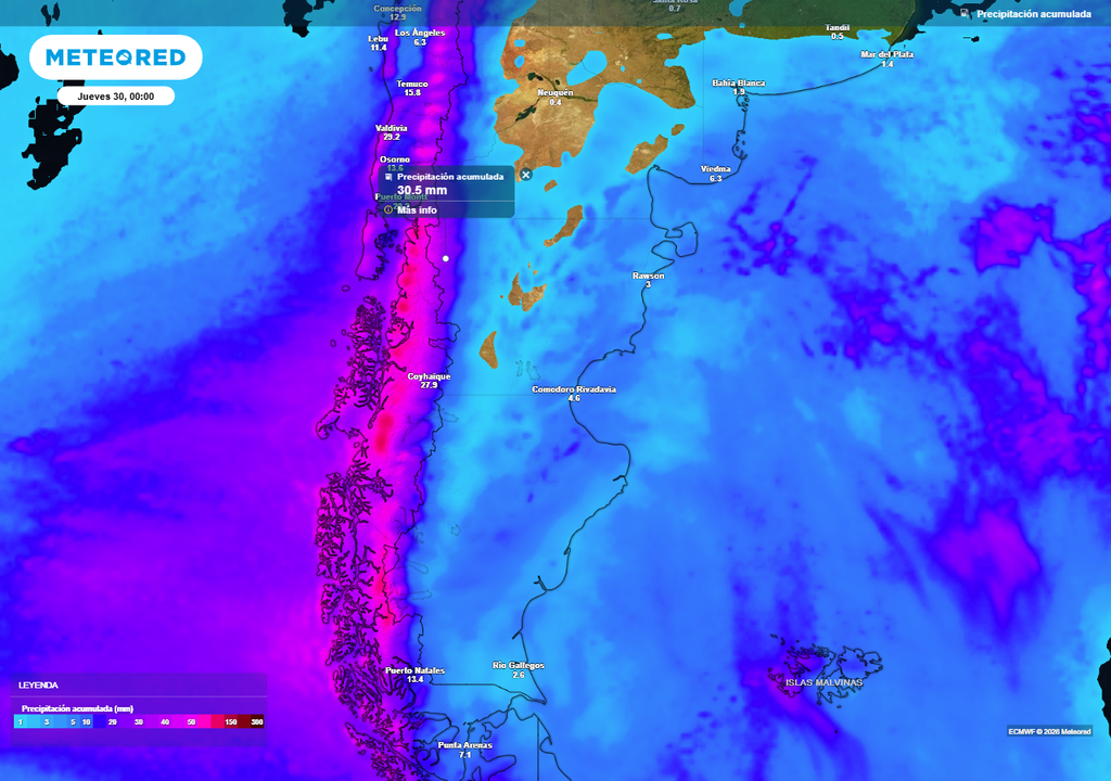 Habrá lluvias moderadas a fuertes en sectores cordilleranos este martes.