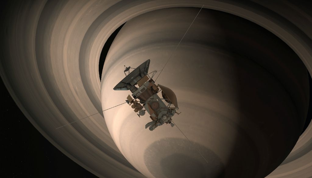 Cassini Rappresentazione artistica della sonda Cassini in esplorazione di Saturno, dei suoi anelli e delle sue lune.