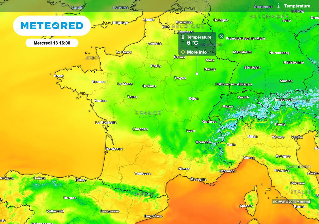 Des températures hivernales prévues demain après-midi dans le nord-est de la France. Des températures hivernales prévues demain après-midi dans le nord-est de la France.