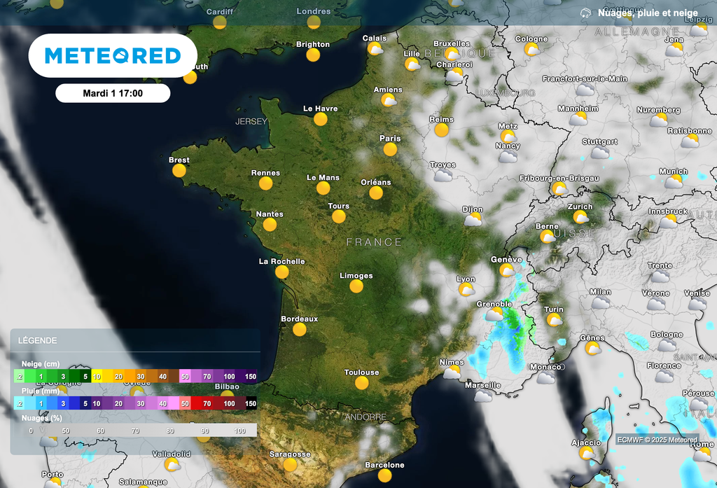 Des averses attendues ce mardi après-midi entre le sud-est et la Corse.