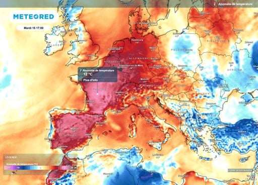 C'est confirm&eacute; : la France conna&icirc;tra mardi 15 septembre l'une des anomalies de chaleur les plus extr&ecirc;mes d'Europe