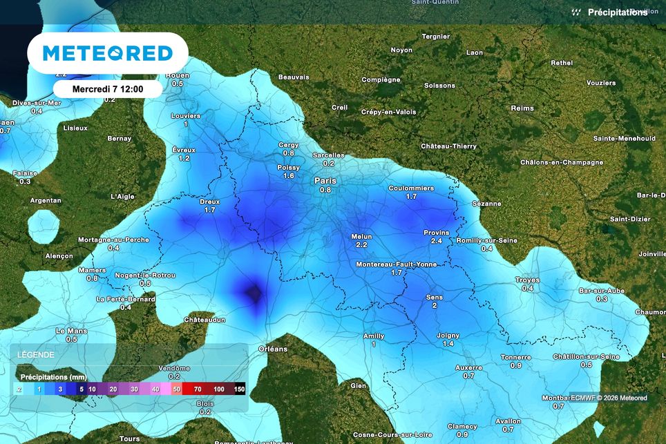 Retour de la pluie dès mercredi matin sur la région parisienne !