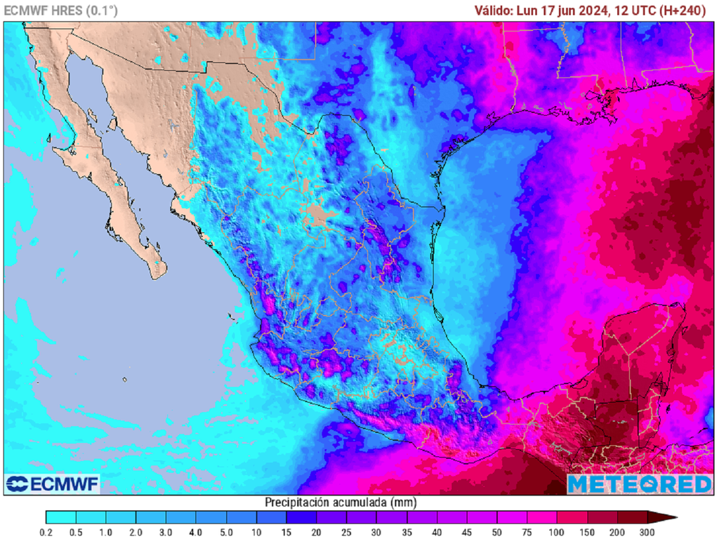 Acumulado de lluvias del 7 al 17 de junio
