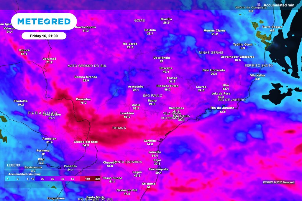 chuva, umidade, solo, café Previsão de chuva acumulada até sexta-feira (16), às 21h.