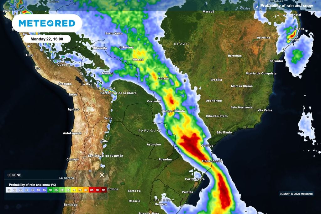 chuva, anomalia, colheita, café A frente fria organiza uma faixa de instabilidade entre o Sul e São Paulo, aumentando a chance de chuva antes de alcançar áreas cafeeiras do Sudeste.