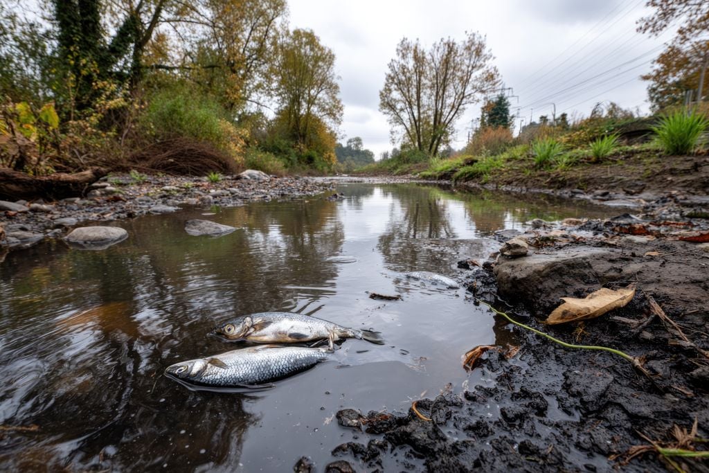 Peces muertos en entorno natural Peces muertos en entorno natural