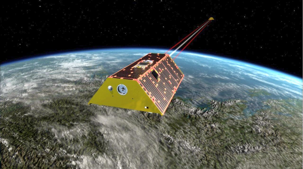 Los satélites GRACE miden la gravedad mientras orbitan el planeta para revelar los niveles cambiantes de agua en la Tierra (concepto artístico). Crédito: NASA/JPL-Caltech