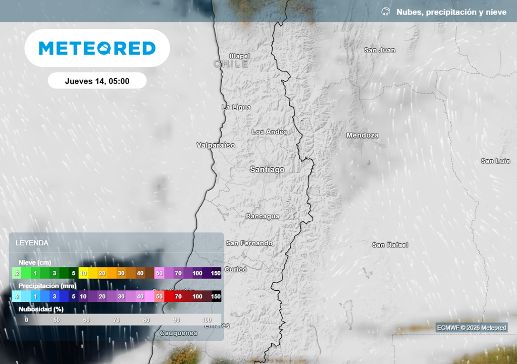 Si bien el miércoles comienzan a llegar nubes a la RM, no será hasta el jueves que se verá el aumento más significativo.