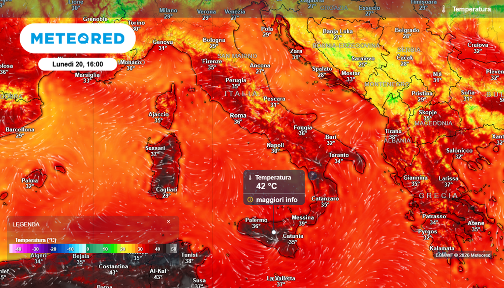 caldo italia Lunedì 20 luglio ancora molto caldo in Italia con massime sopra i 35 gradi al centro-sud.