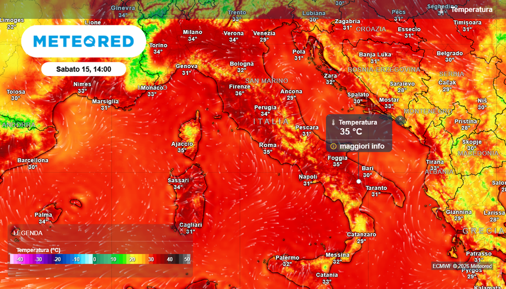 Temperature massime elevate nel giorno di Ferragosto.