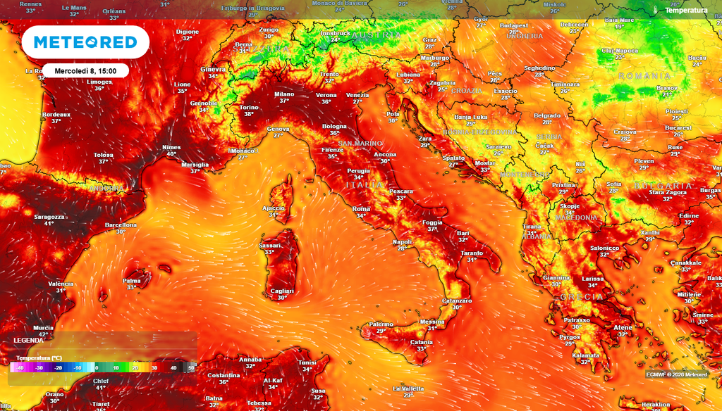 Valori fino a 37-38°C al Nord Italia, ma in generale caldo diffuso