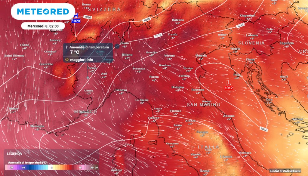 A inizio della prossima settimana si toccheranno punte di oltre +36°C sul Nord Italia.