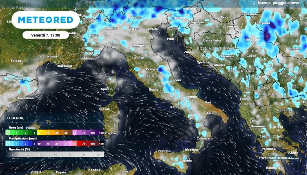 Nelle ore centrali e in quelle pomeridiane, i cumuli nembi con rovesci e temporali tenderanno a prevalere sull'area alpina, soprattutto su quella centro-orientale. ECMWF MeteoRed
