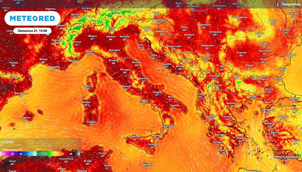 Le temperature previste per domenica. Le temperature previste per domenica 21 giugno