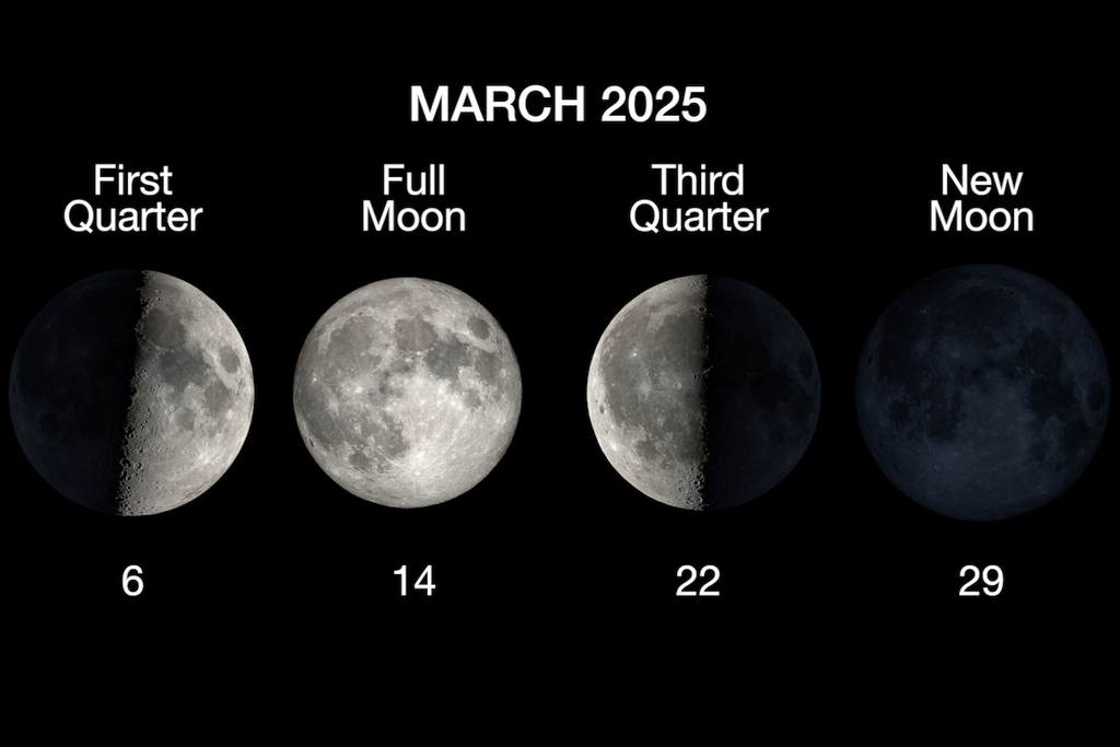 Calendario lunar de marzo 2025 eclipses, fases y misterios del cielo