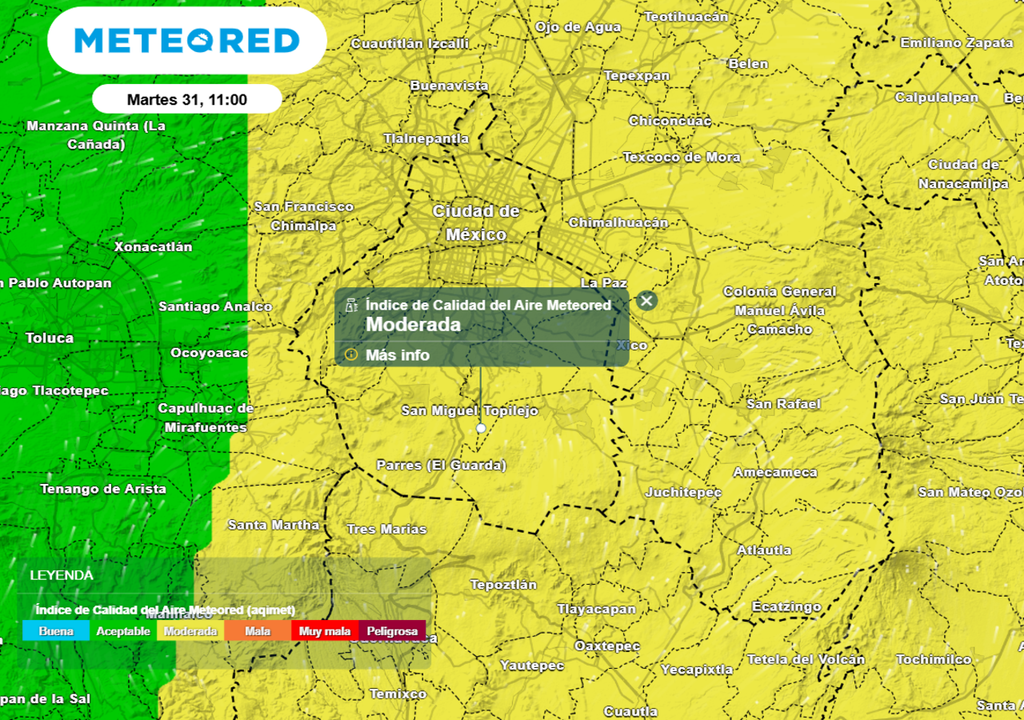 Durante la semana el índice de calidad del aire será moderado en gran parte del día.