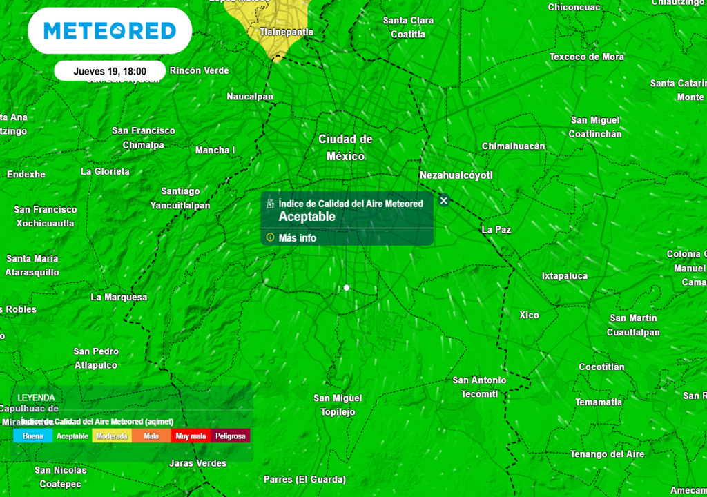 ozono En las primeras horas de la noche habrá calidad del aire aceptable en gran parte de la Ciudad de México.