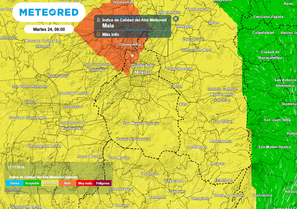 En la semana, las alcaldías donde se registrará mala calidad del aire son Gustavo Madero, Azcapotzalco, Miguel Hidalgo y Cuauhtémoc.