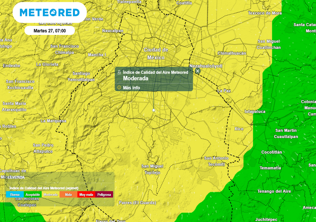 En los próximos días la calidad del aire en las mañanas será de moderada a aceptable, excepto entre la noche y madrugada.