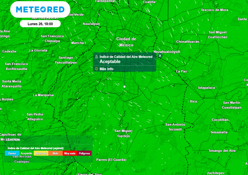Al final de la tarde y en las primeras horas de la noche habrá calidad del aire aceptable en la Ciudad de México.