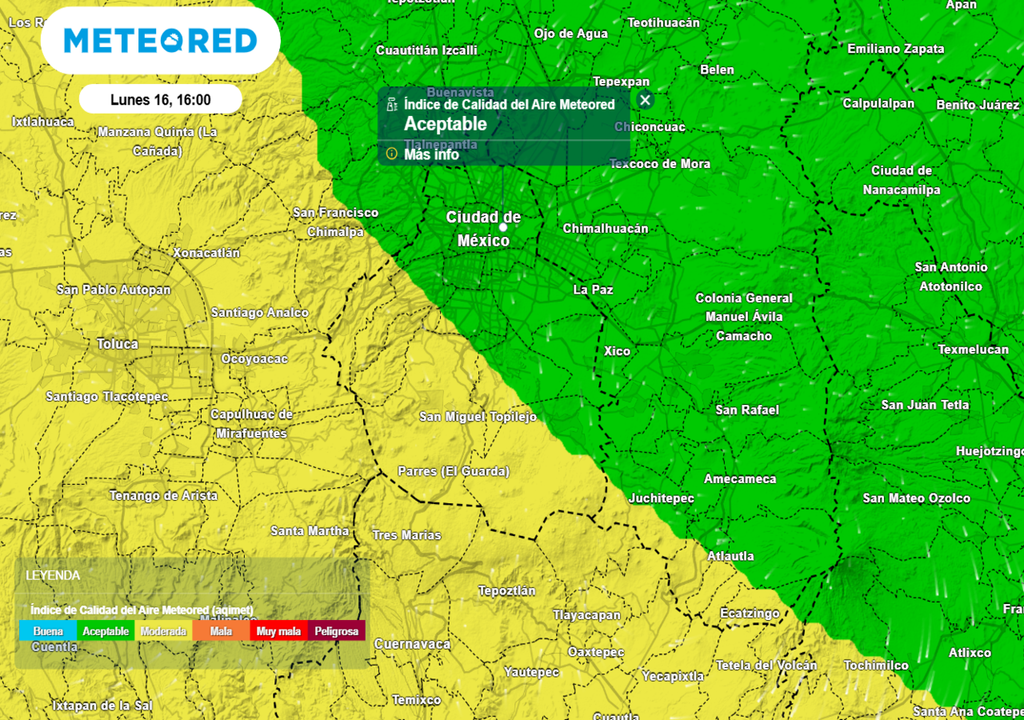 La semana iniciará con condiciones de calidad del aire de moderadas a aceptables. La lluvia ayudará a limpiar el aire en la Ciudad de México.