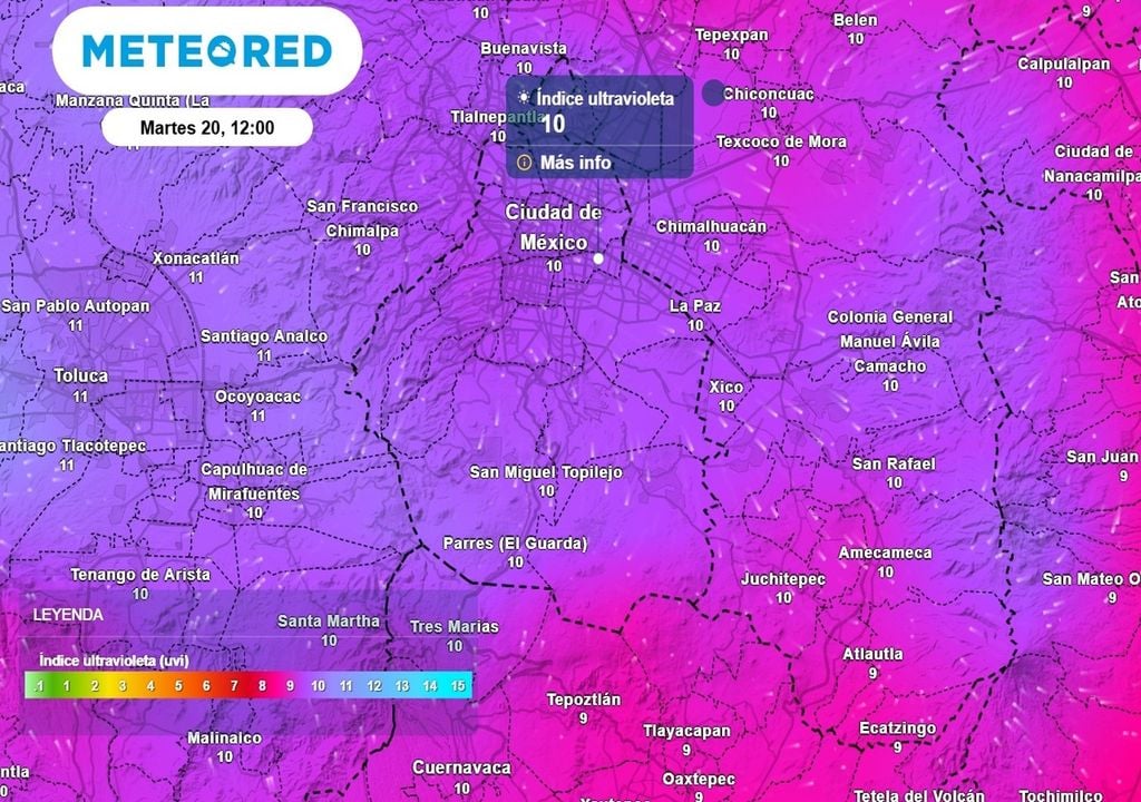 radiación Desde el final de la mañana y hasta las 15:00 horas, el índice de radiación ultravioleta será de alto a muy alto en la CDMX.