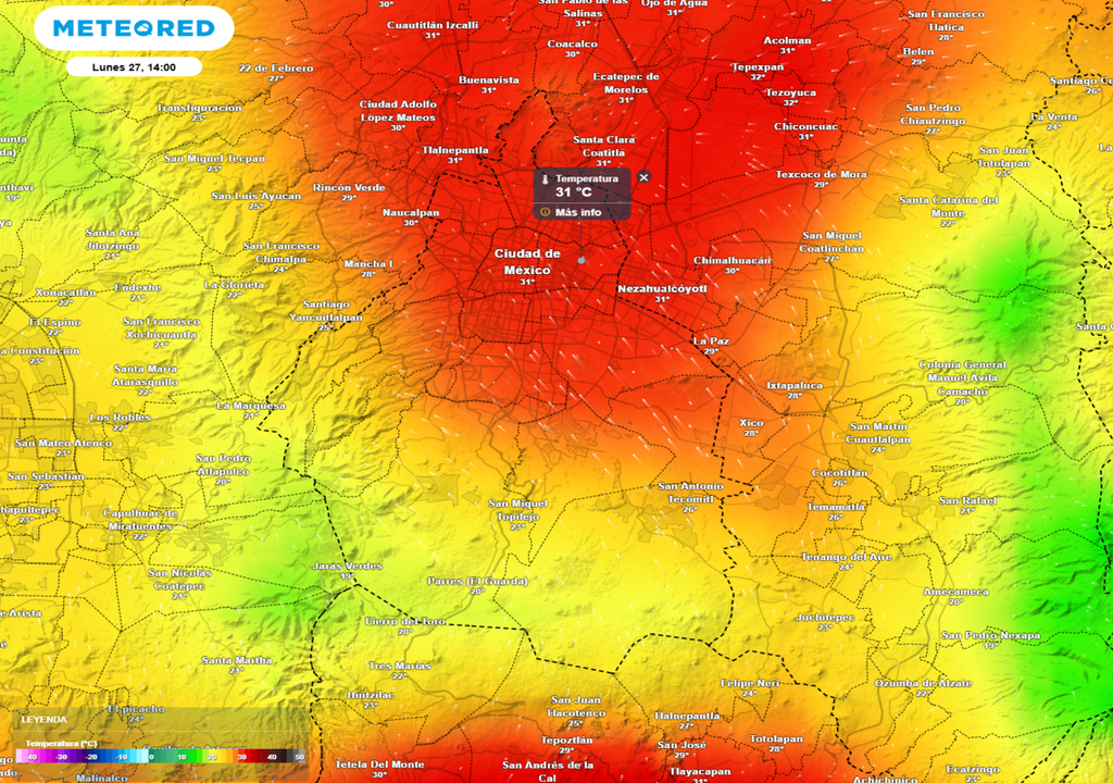 En la Ciudad de México la temperatura máxima se mantendrá igual o superior a 30 °C hasta el sábado.