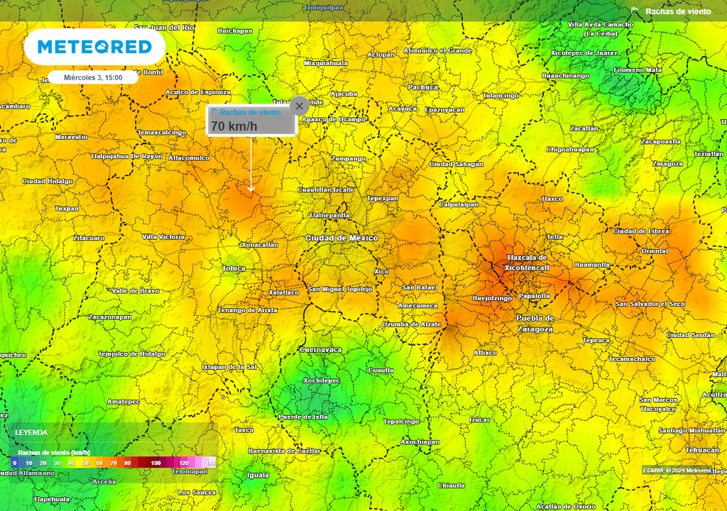 Ráfagas de viento en km/h Ráfagas de viento en km/h