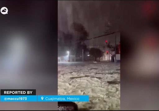 Calles convertidas en r&iacute;os y monta&ntilde;as de granizo: una tormenta extrema sorprendi&oacute; a Cuajimalpa, en M&eacute;xico