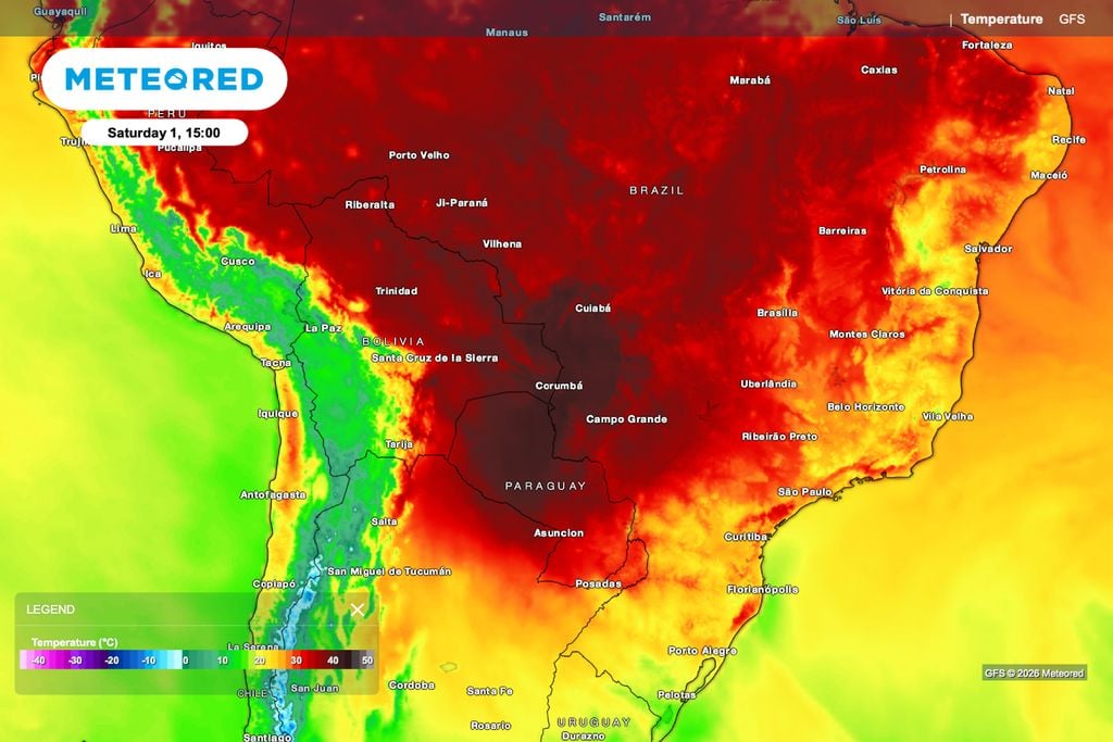Calor se intensifica no sábado, com temperaturas próximas ou superiores a 40°C entre Mato Grosso, Tocantins, Goiás e áreas vizinhas.
