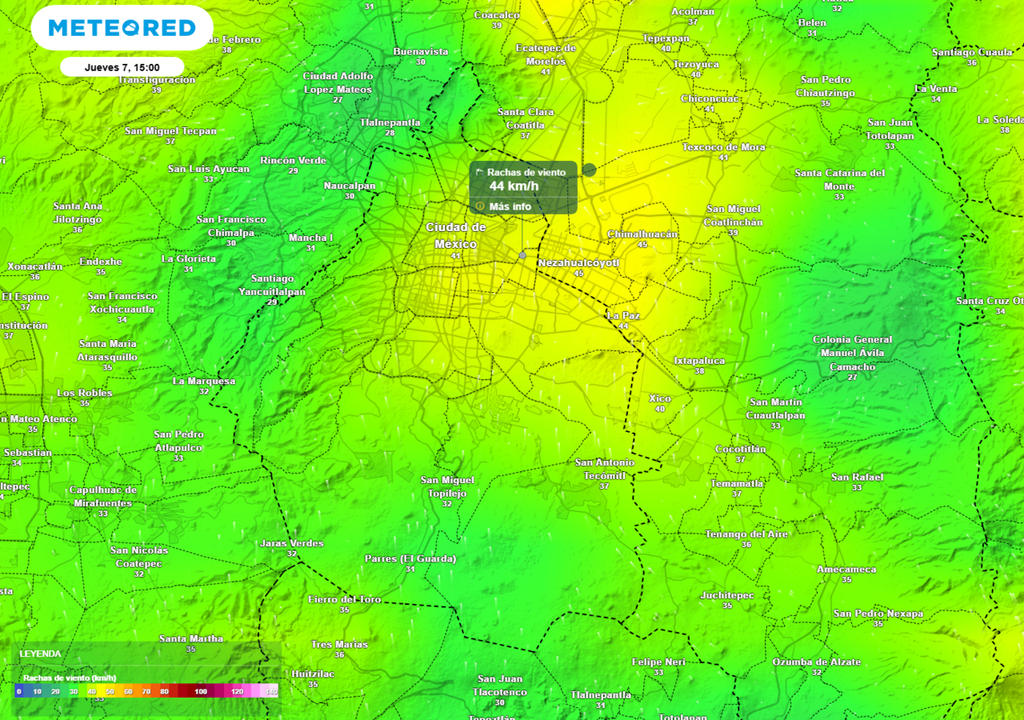 En áreas de lluvia y de tormentas la velocidad del viento será superior a 45 kilómetros por hora.