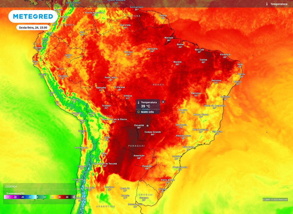 Temperatura máxima prevista para a tarde desta sexta-feira (24).