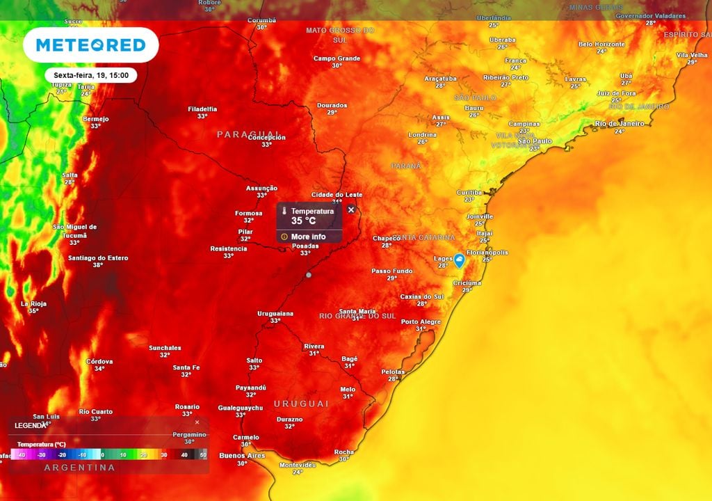 Previsão de temperaturas máximas na sexta-feira durante a tarde. Previsão de temperaturas máximas na sexta-feira durante a tarde.