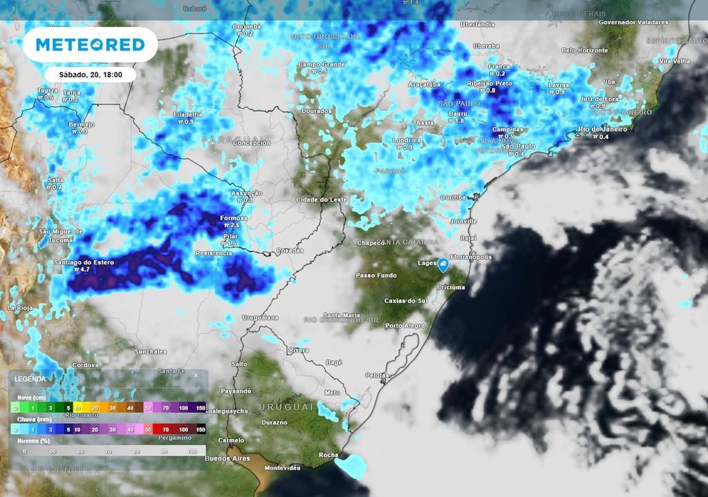 Previsão de nebulosidade e chuva no sábado durante a tarde. Previsão de nebulosidade e chuva no sábado durante a tarde.