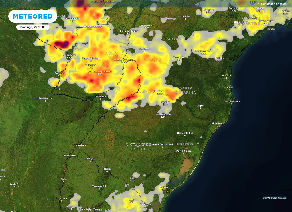 Previsão de tempestades durante a tarde de domingo (23). Previsão de tempestades durante a tarde de domingo (23).