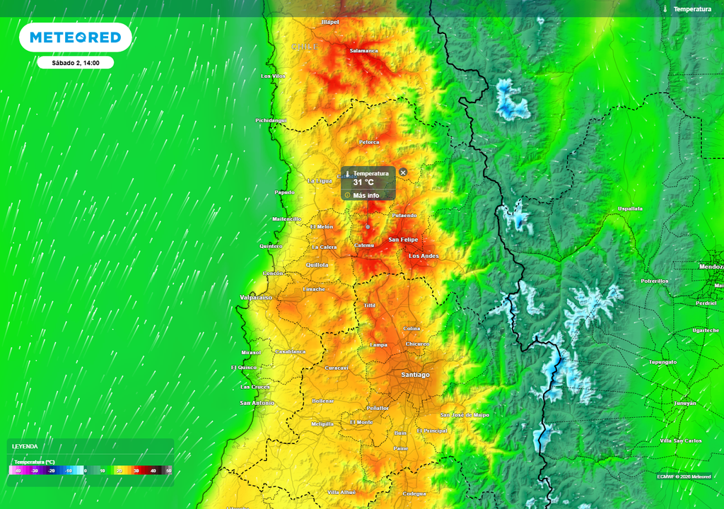 Altas temperaturas se concentrarán en el interior de la región de Valparaíso este sábado, con máximas que podrían superar los 30 °C.