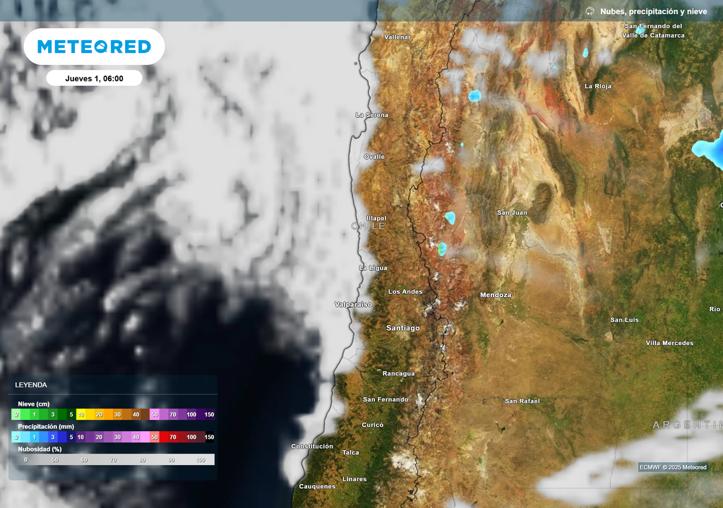 mapa de lluvia, nieve y nubes.