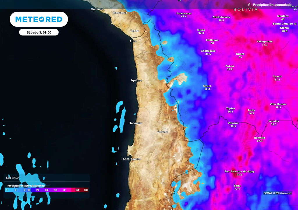 mapa de precipitación acumulada.