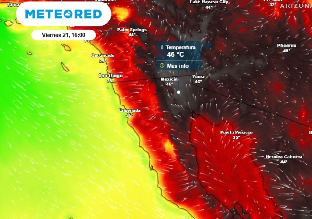 Una temperatura máxima de alrededor a los 46 °C se prevé en Mexicali este viernes. Una temperatura máxima de alrededor a los 46 °C se prevé en Mexicali este viernes.