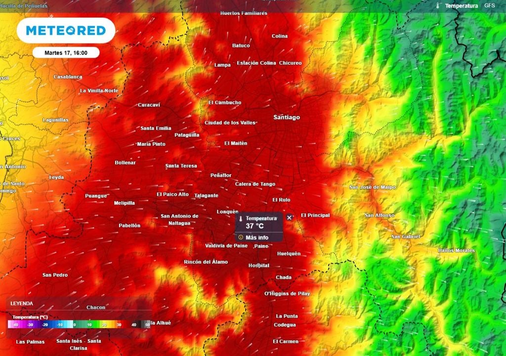 Este martes, las máximas escalarán a valores de hasta 37 grados en comunas como El Monte: precaución con los golpes de calor y el riesgo de propagación de incendios.