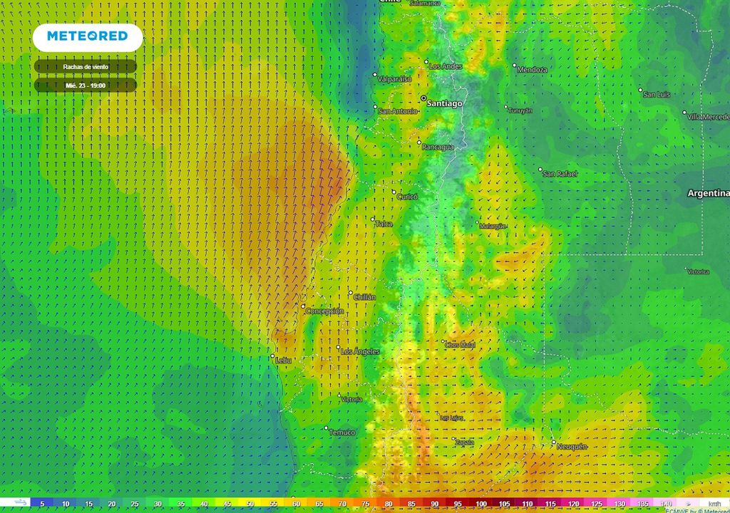 Rachas de viento previstas; modelo ECMWF Rachas de viento previstas; modelo ECMWF