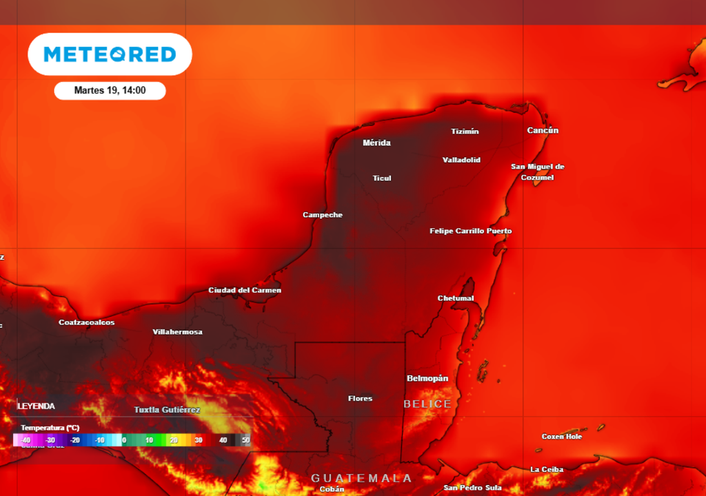 El calor en la Península de Yucatán seguirá superando los 40 °C.
